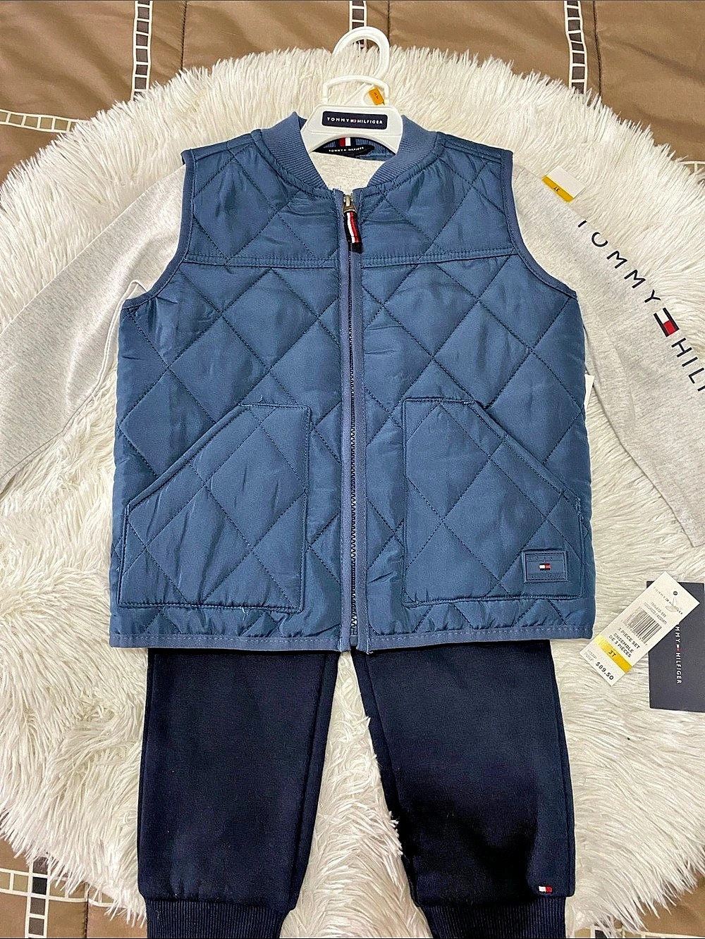 Tommy Hilfiger 3-Piece Vest, Tee and Pants Set Boys 3T Blue & Gray